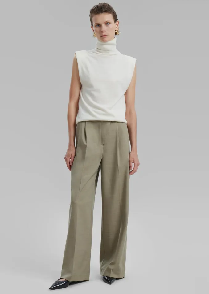 The Frankie Shop Bottoms Alia Wide Leg Trousers 8211 Beige 8211 Women