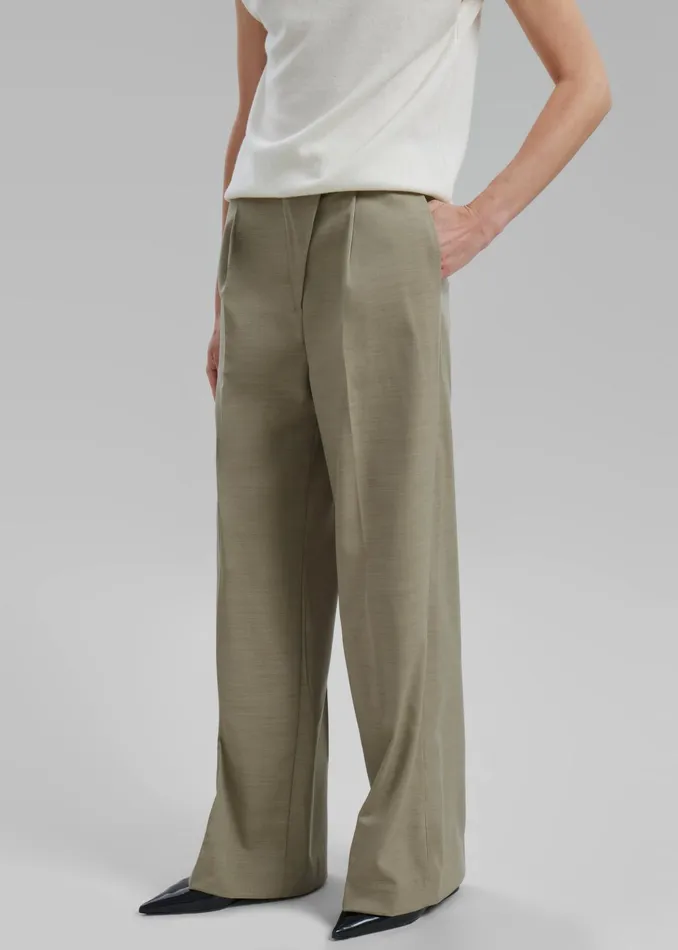 The Frankie Shop Bottoms Alia Wide Leg Trousers 8211 Beige 8211 Women