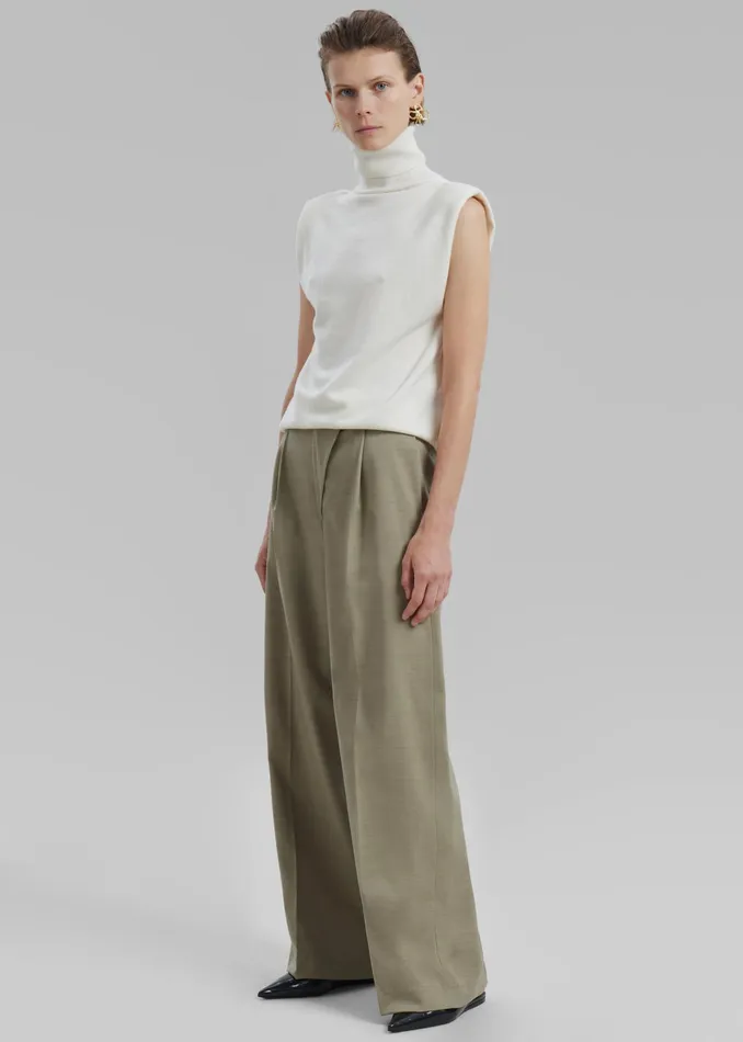 The Frankie Shop Bottoms Alia Wide Leg Trousers 8211 Beige 8211 Women