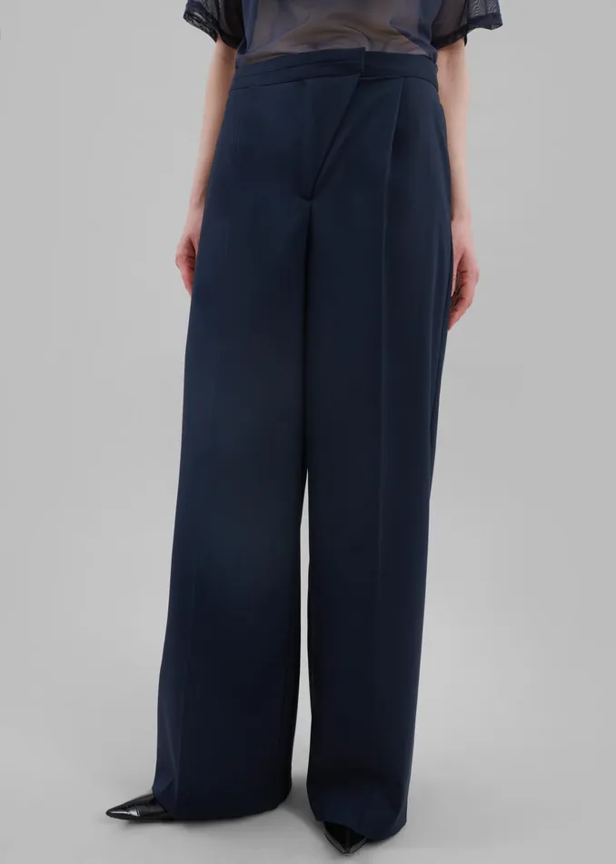 The Frankie Shop Bottoms Alia Wide Leg Trousers 8211 Navy 8211 Women