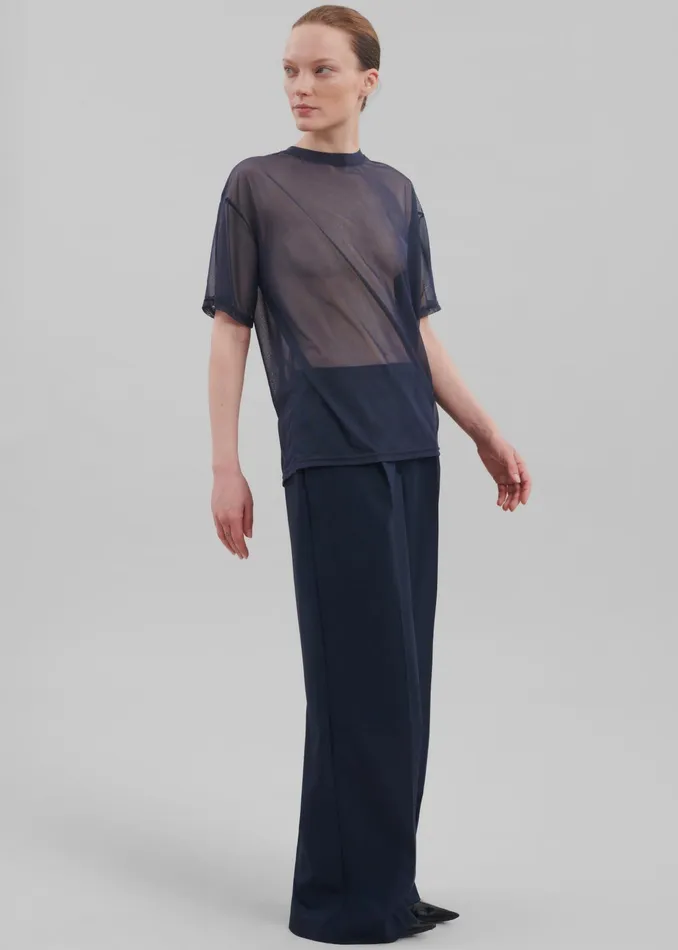 The Frankie Shop Bottoms Alia Wide Leg Trousers 8211 Navy 8211 Women