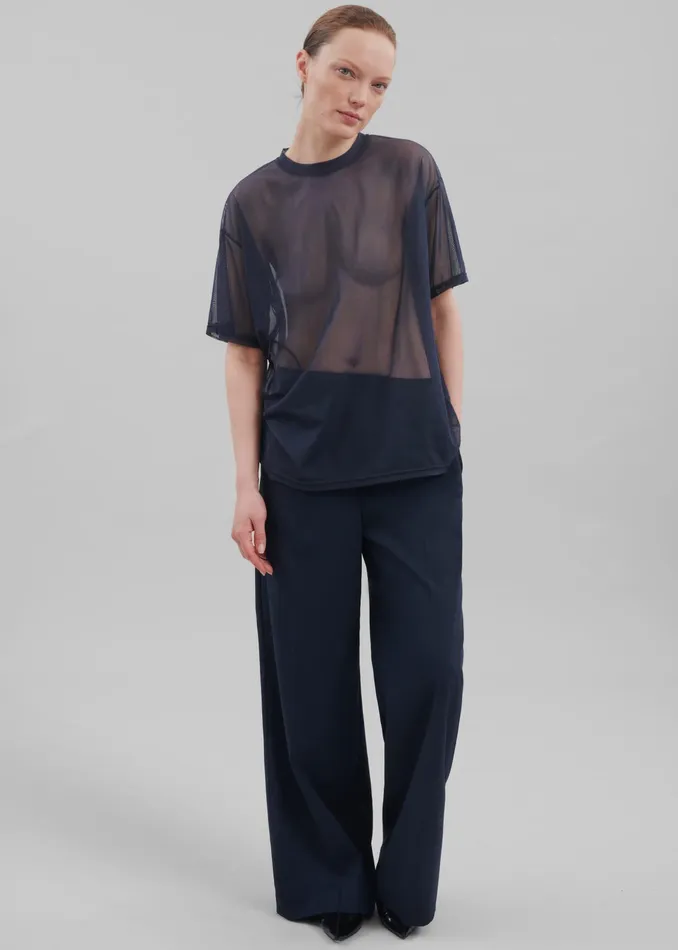 The Frankie Shop Bottoms Alia Wide Leg Trousers 8211 Navy 8211 Women