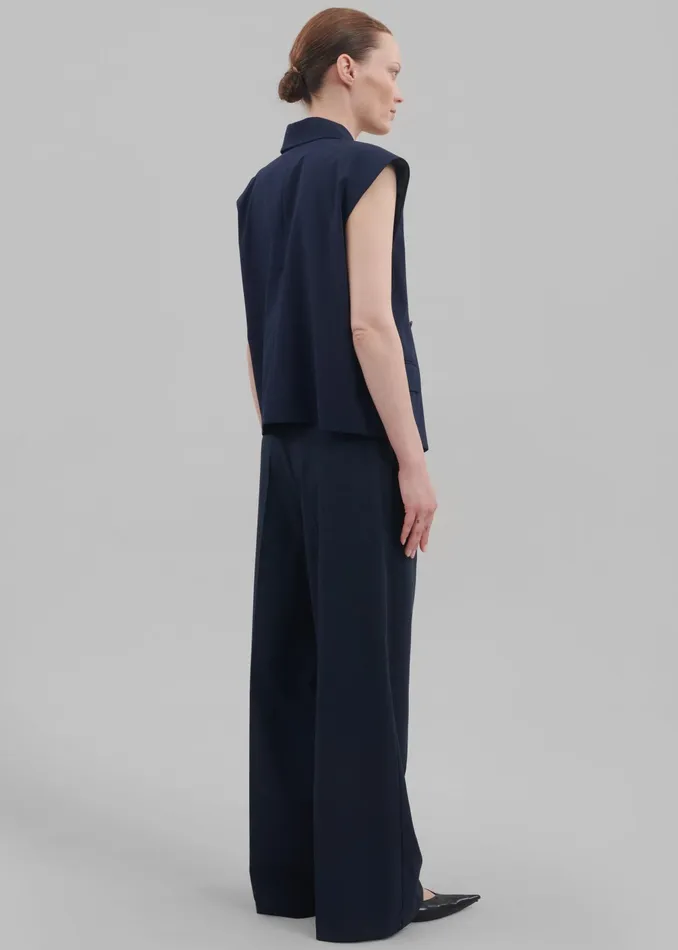 The Frankie Shop Bottoms Alia Wide Leg Trousers 8211 Navy 8211 Women