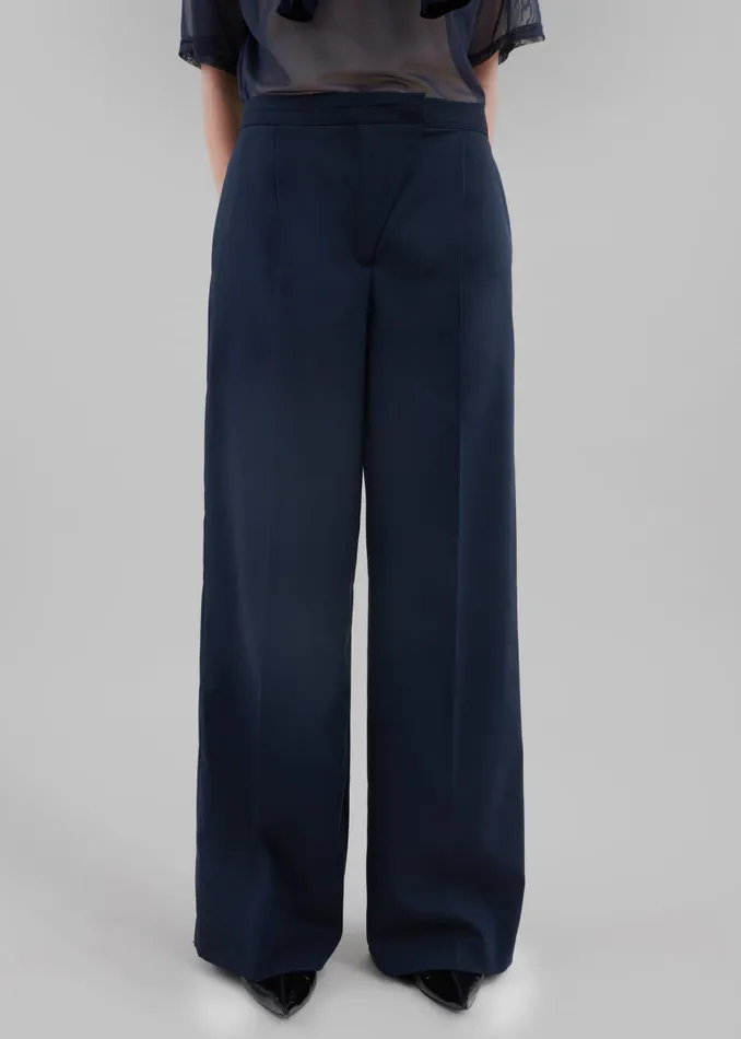 The Frankie Shop Bottoms Alia Wide Leg Trousers 8211 Navy 8211 Women