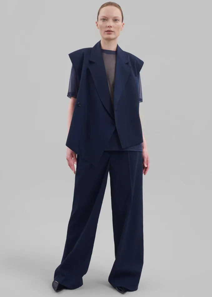 The Frankie Shop Bottoms Alia Wide Leg Trousers 8211 Navy 8211 Women