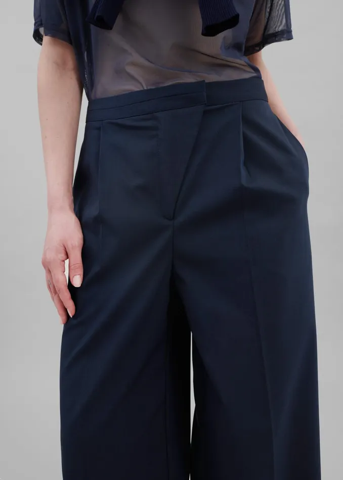 The Frankie Shop Bottoms Alia Wide Leg Trousers 8211 Navy 8211 Women
