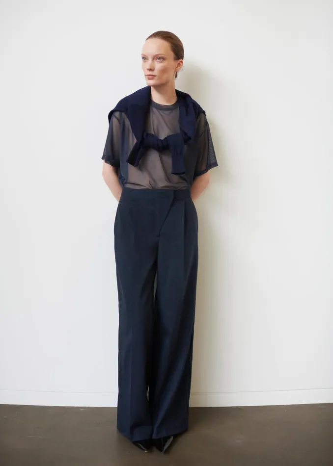 The Frankie Shop Bottoms Alia Wide Leg Trousers 8211 Navy 8211 Women