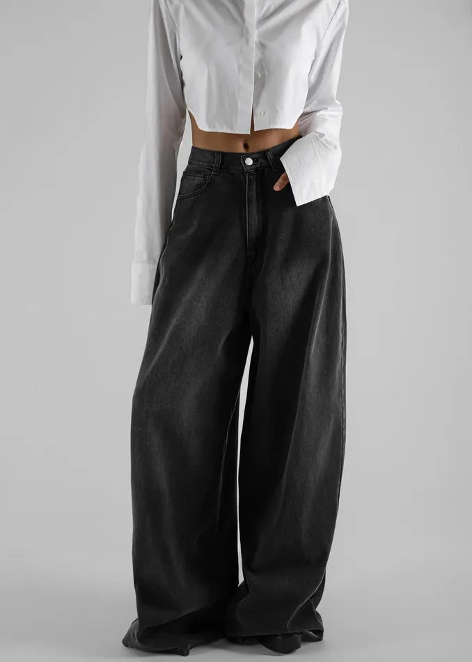 The Frankie Shop Bottoms Ashford Wide Leg Jeans 8211 Black Wash 8211 Women
