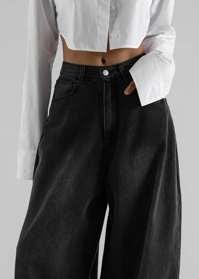 The Frankie Shop Bottoms Ashford Wide Leg Jeans 8211 Black Wash 8211 Women