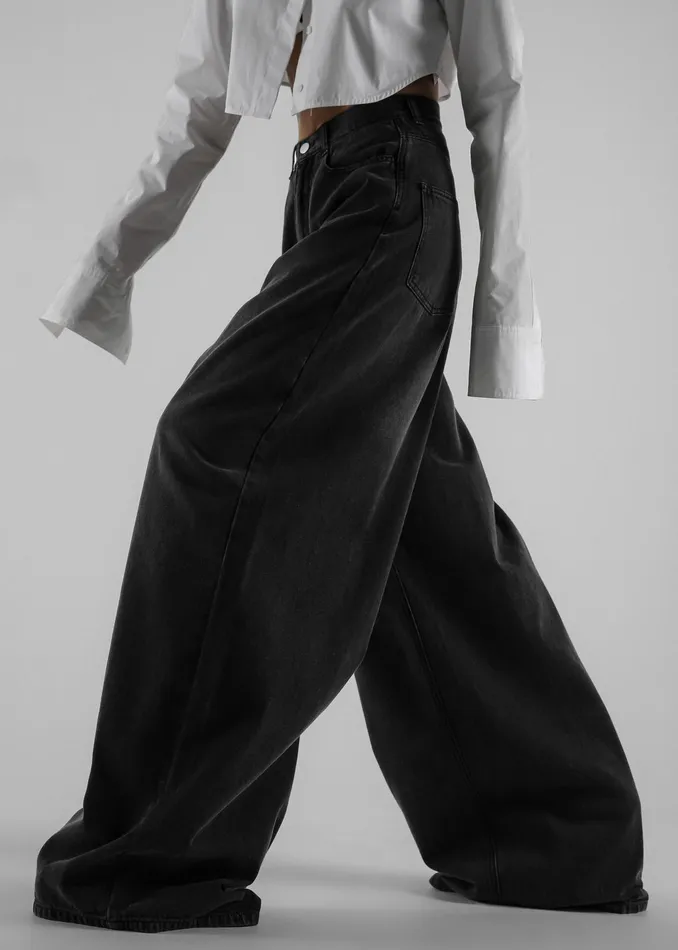 The Frankie Shop Bottoms Ashford Wide Leg Jeans 8211 Black Wash 8211 Women