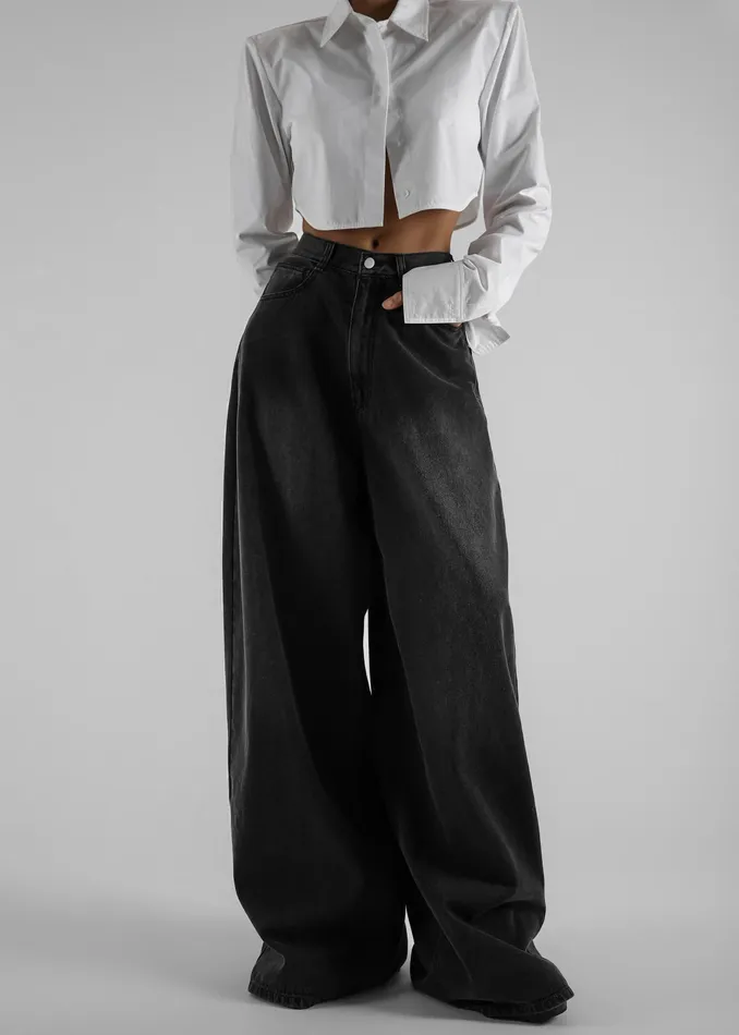 The Frankie Shop Bottoms Ashford Wide Leg Jeans 8211 Black Wash 8211 Women