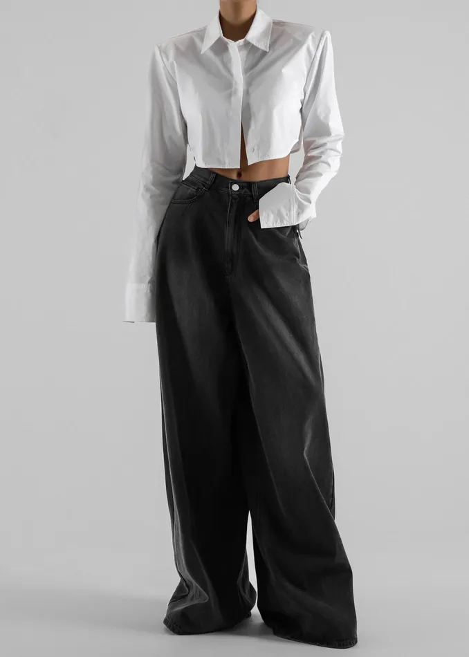 The Frankie Shop Bottoms Ashford Wide Leg Jeans 8211 Black Wash 8211 Women