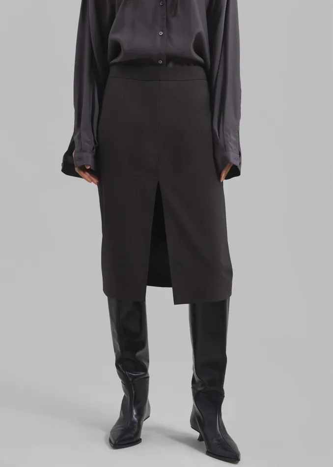 The Frankie Shop Bottoms Brooklyn Midi Skirt 8211 Charcoal 8211 Women