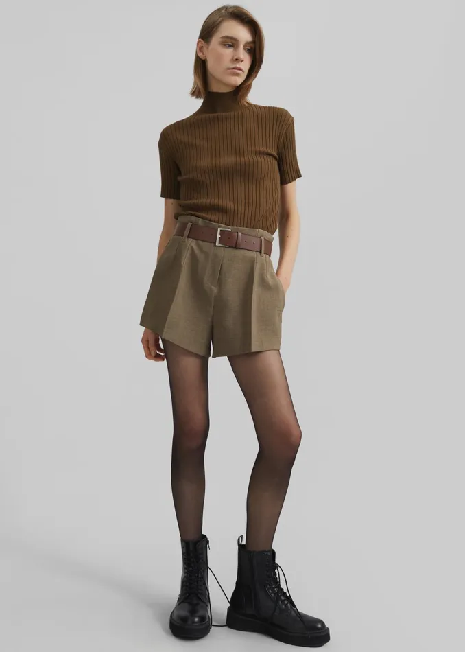 The Frankie Shop Bottoms Chappell Belted Shorts 8211 Brown 8211 Women