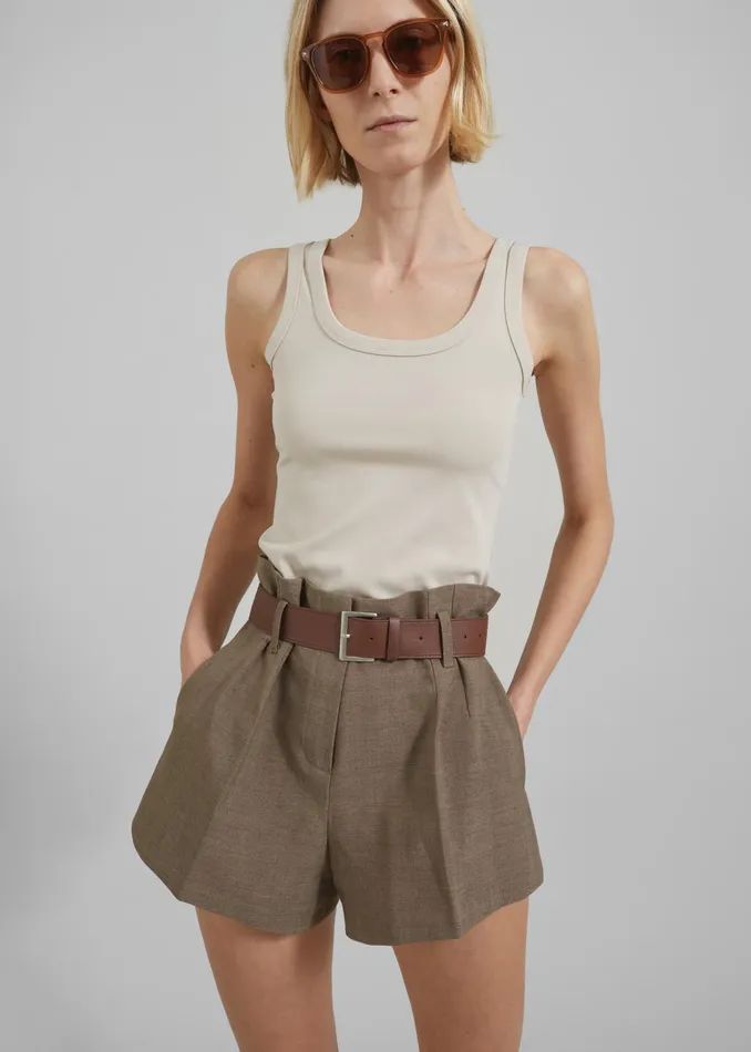 The Frankie Shop Bottoms Chappell Belted Shorts 8211 Brown 8211 Women