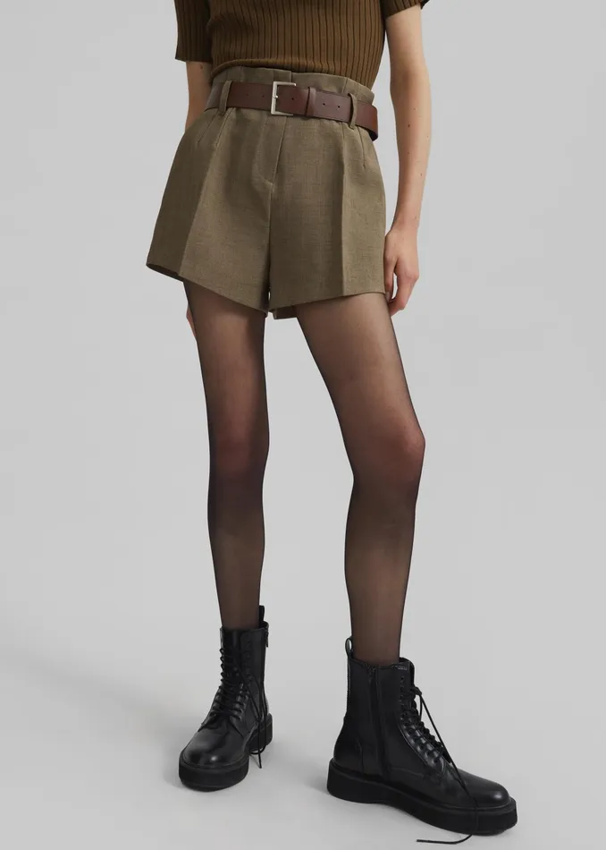 The Frankie Shop Bottoms Chappell Belted Shorts 8211 Brown 8211 Women