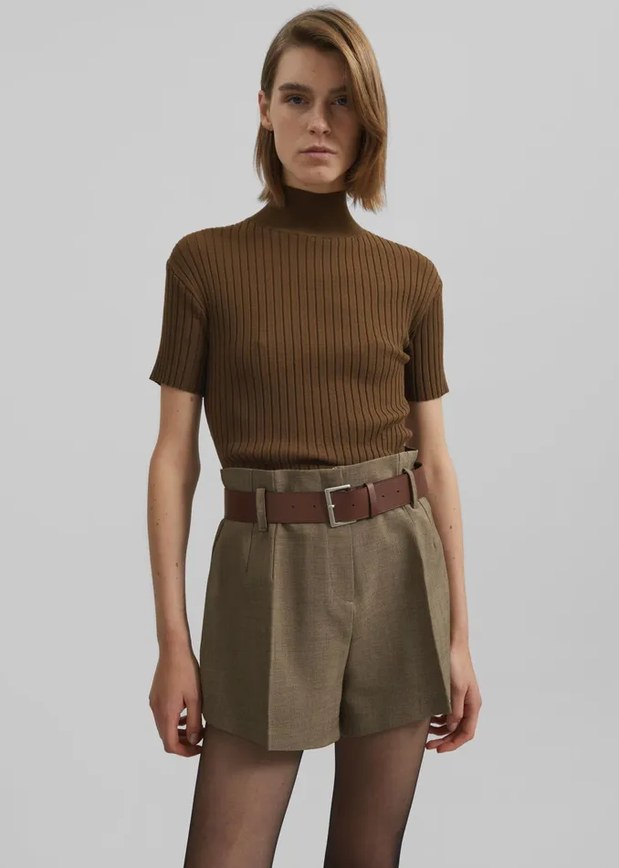 The Frankie Shop Bottoms Chappell Belted Shorts 8211 Brown 8211 Women