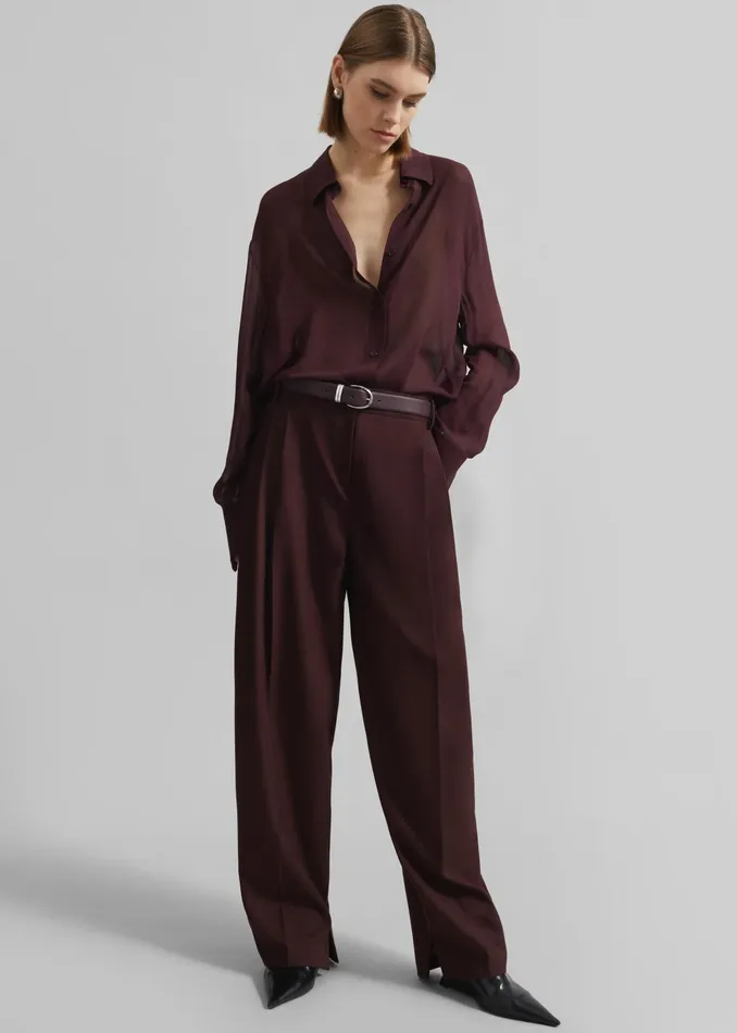 The Frankie Shop Bottoms Durham Pleated Trousers 8211 Burgundy 8211 Women