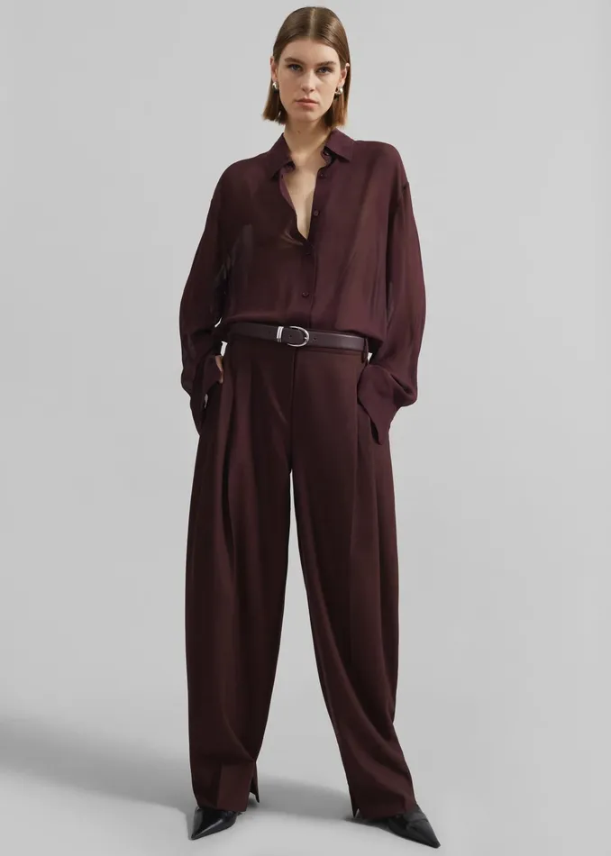 The Frankie Shop Bottoms Durham Pleated Trousers 8211 Burgundy 8211 Women