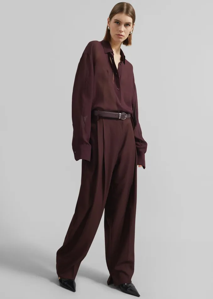 The Frankie Shop Bottoms Durham Pleated Trousers 8211 Burgundy 8211 Women