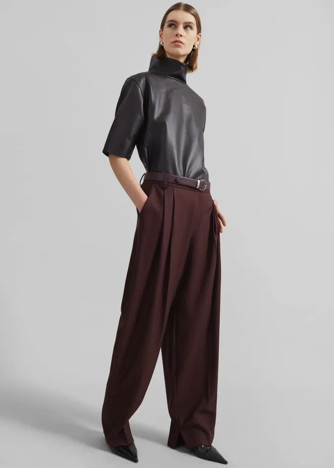 The Frankie Shop Bottoms Durham Pleated Trousers 8211 Burgundy 8211 Women