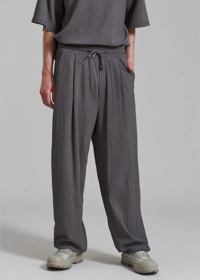 The Frankie Shop Bottoms Eliott Crinkle Pants 8211 Charcoal 8211 Men