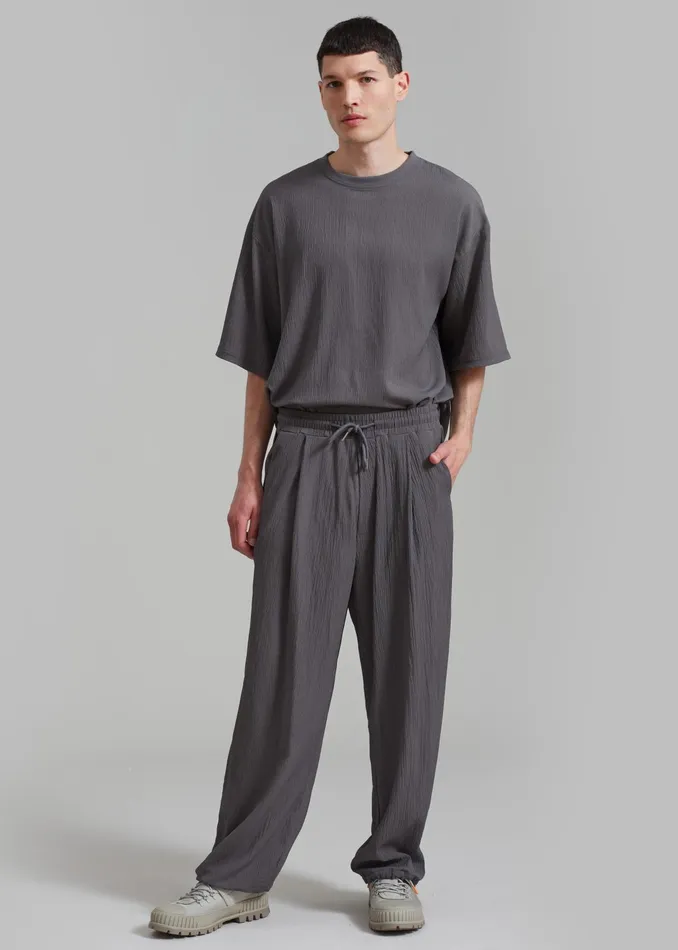 The Frankie Shop Bottoms Eliott Crinkle Pants 8211 Charcoal 8211 Men