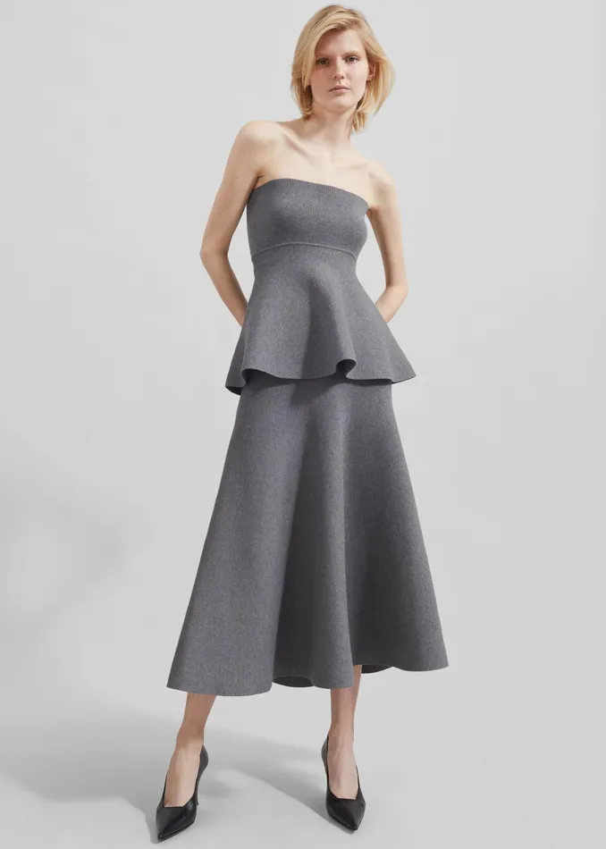 The Frankie Shop Bottoms Gabrielle Knit Midi Skirt 8211 Dark Grey 8211 Women