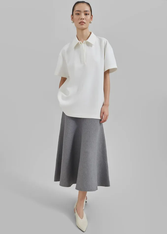 The Frankie Shop Bottoms Gabrielle Knit Midi Skirt 8211 Dark Grey 8211 Women