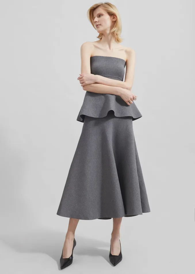The Frankie Shop Bottoms Gabrielle Knit Midi Skirt 8211 Dark Grey 8211 Women