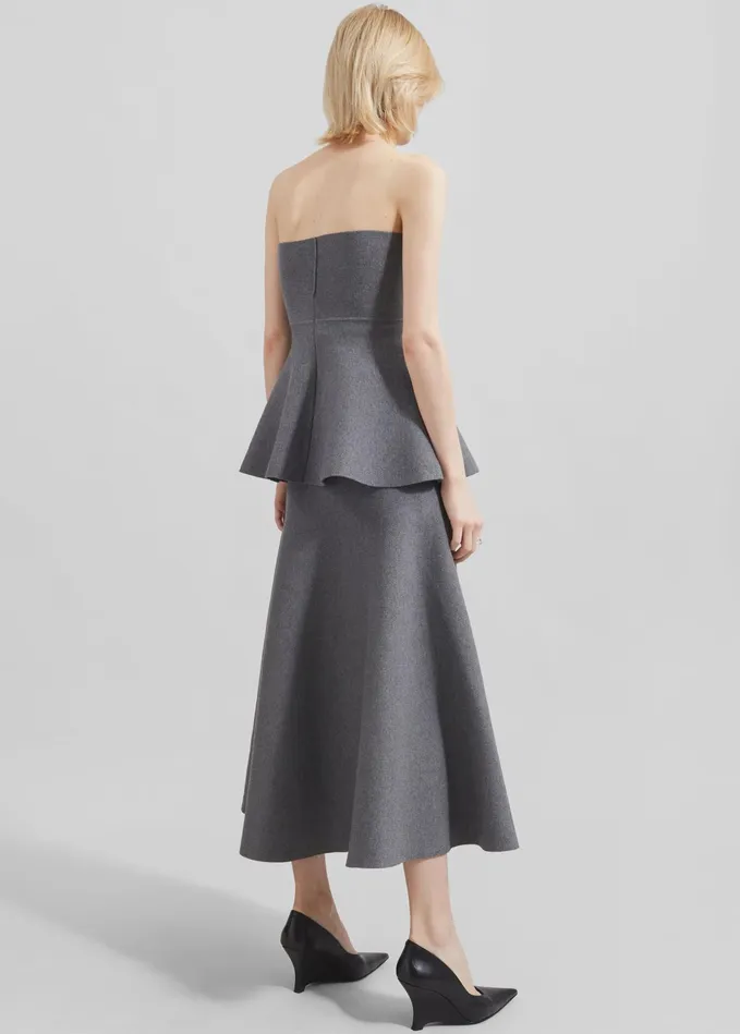 The Frankie Shop Bottoms Gabrielle Knit Midi Skirt 8211 Dark Grey 8211 Women