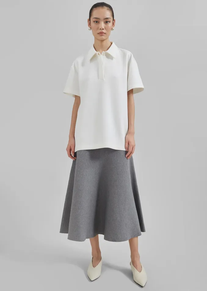 The Frankie Shop Bottoms Gabrielle Knit Midi Skirt 8211 Dark Grey 8211 Women