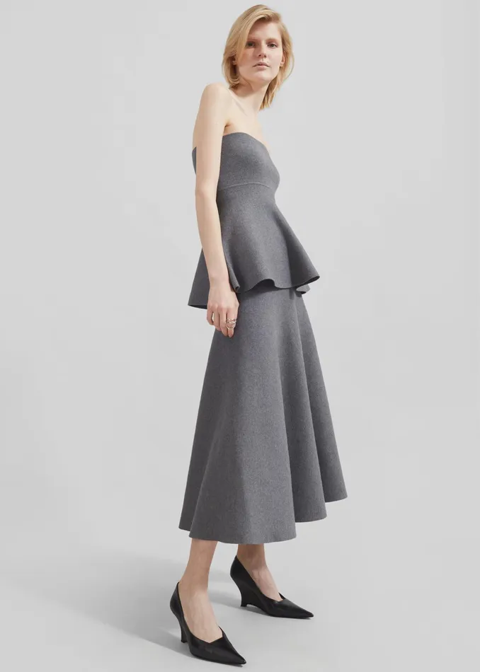 The Frankie Shop Bottoms Gabrielle Knit Midi Skirt 8211 Dark Grey 8211 Women