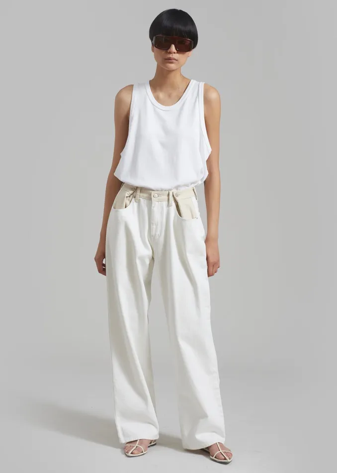 The Frankie Shop Bottoms Hayla Contrast Denim Pants 8211 Off WhiteBeige 8211 Women The Frankie Shop Bottoms Hayla Contrast Denim Pants 8211 Off WhiteBeige 8211 Women