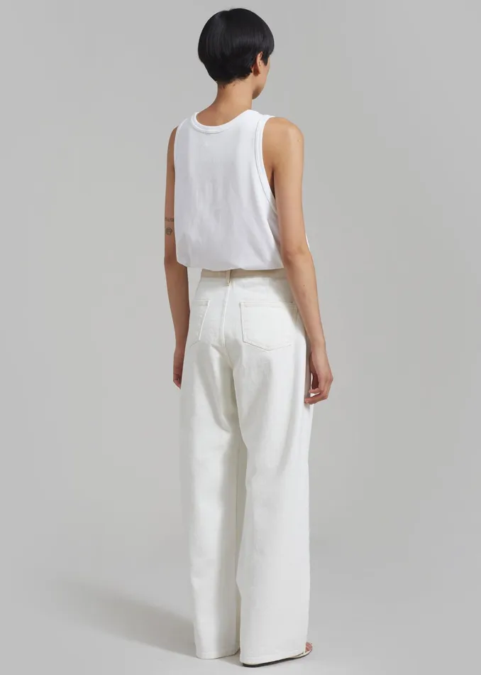 The Frankie Shop Bottoms Hayla Contrast Denim Pants 8211 Off WhiteBeige 8211 Women