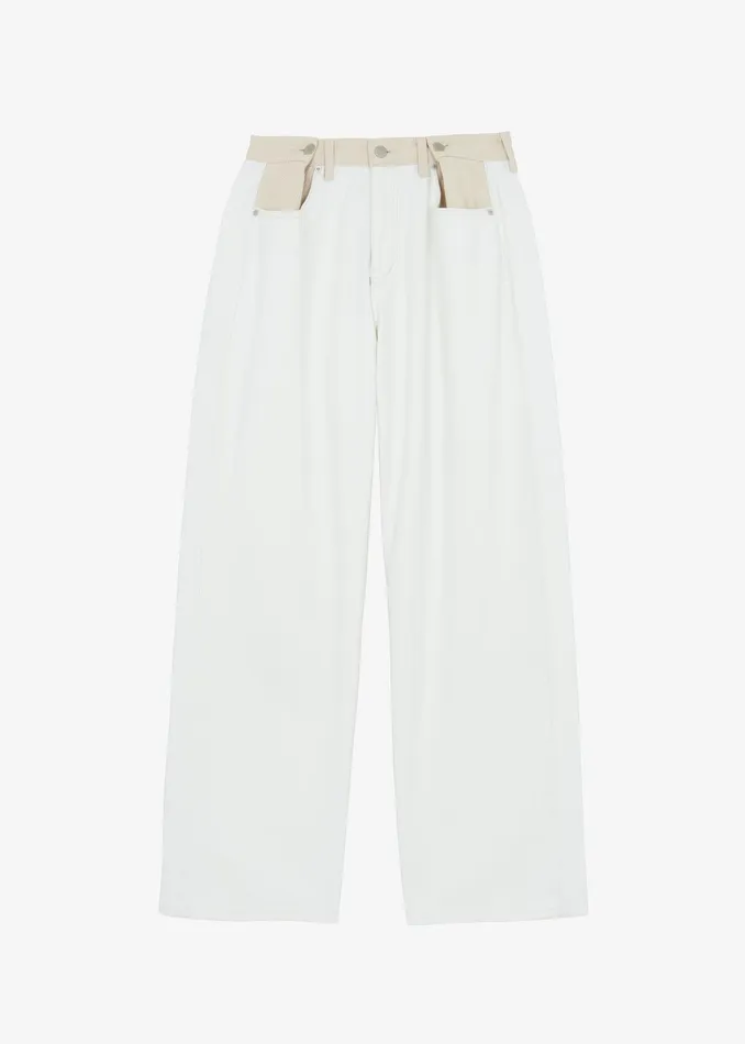 The Frankie Shop Bottoms Hayla Contrast Denim Pants 8211 Off WhiteBeige 8211 Women