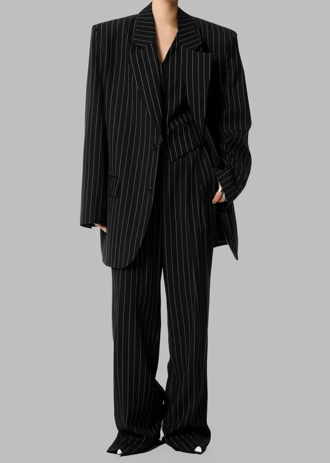 The Frankie Shop Bottoms Holland Pleated Trousers 8211 BlackWhite Pinstripe 8211 Women