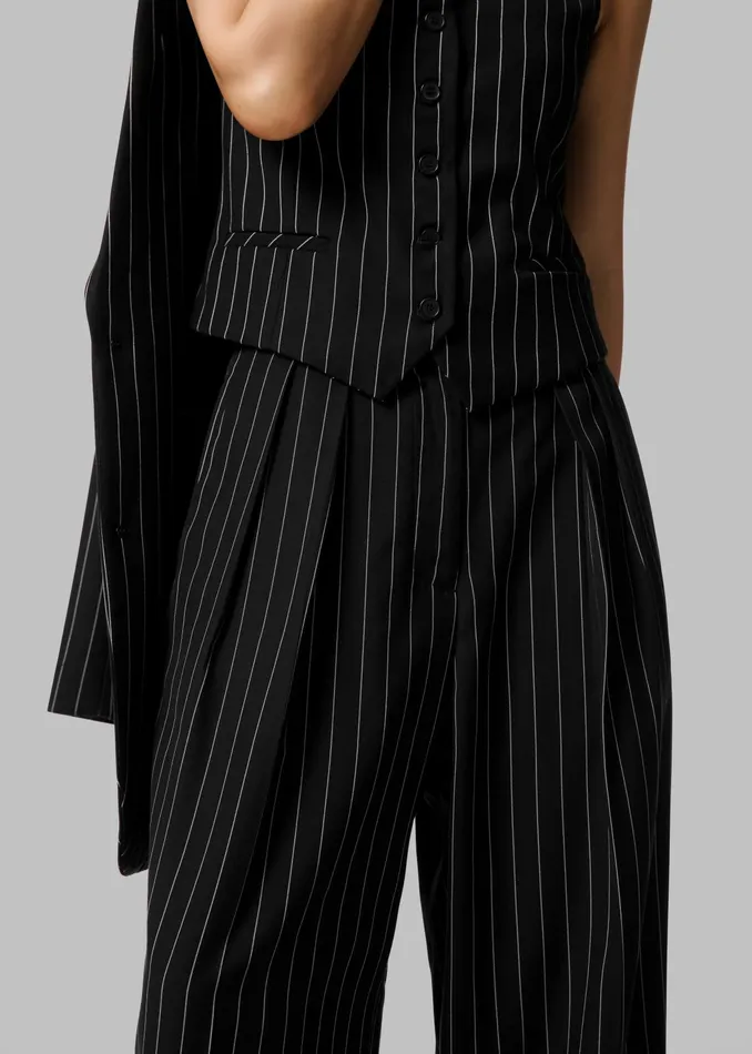 The Frankie Shop Bottoms Holland Pleated Trousers 8211 BlackWhite Pinstripe 8211 Women