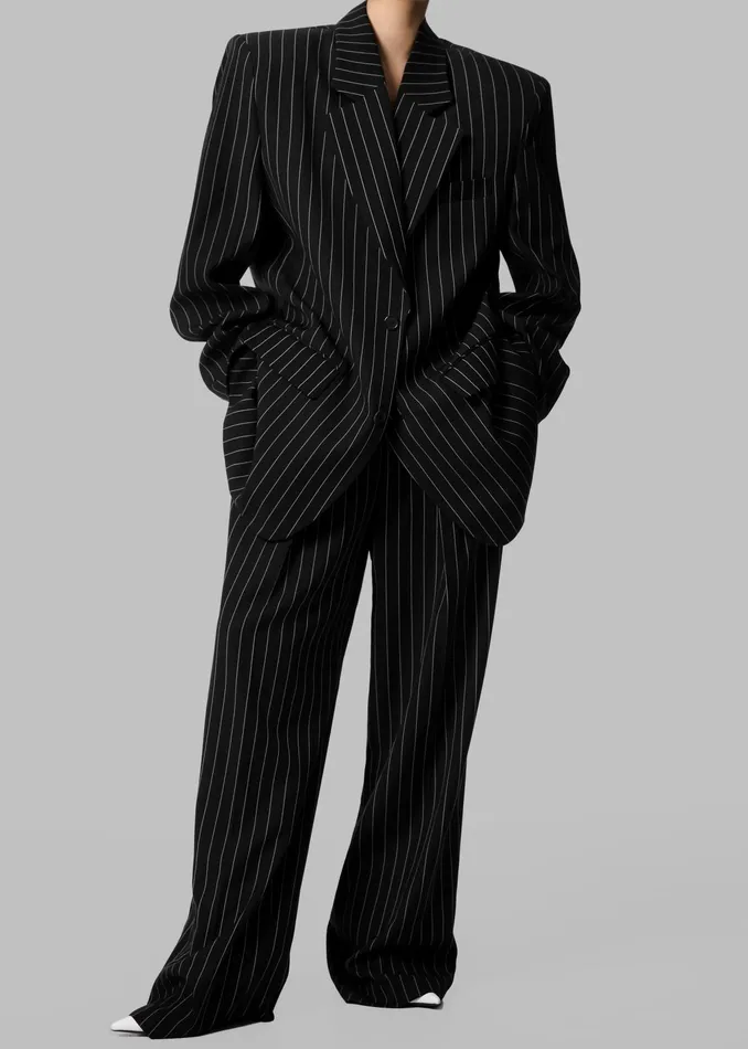 The Frankie Shop Bottoms Holland Pleated Trousers 8211 BlackWhite Pinstripe 8211 Women