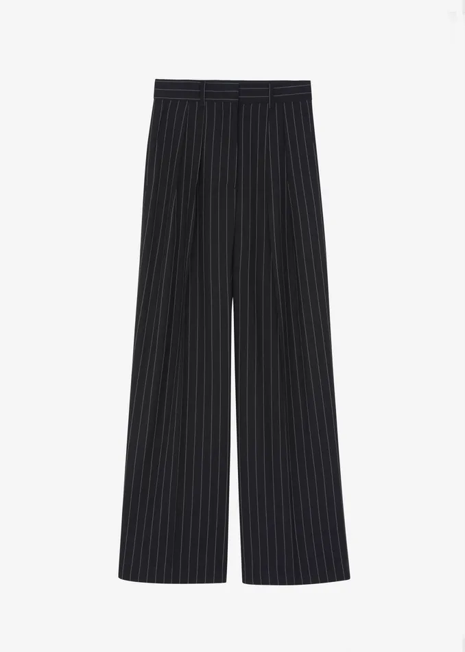 The Frankie Shop Bottoms Holland Pleated Trousers 8211 BlackWhite Pinstripe 8211 Women