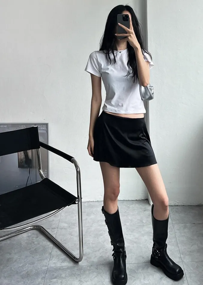 The Frankie Shop Bottoms Jules Satin Mini Skirt 8211 Black 8211 Women
