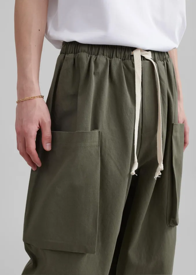 The Frankie Shop Bottoms Lauri Drawstring Cargo Pants 8211 Khaki 8211 Men