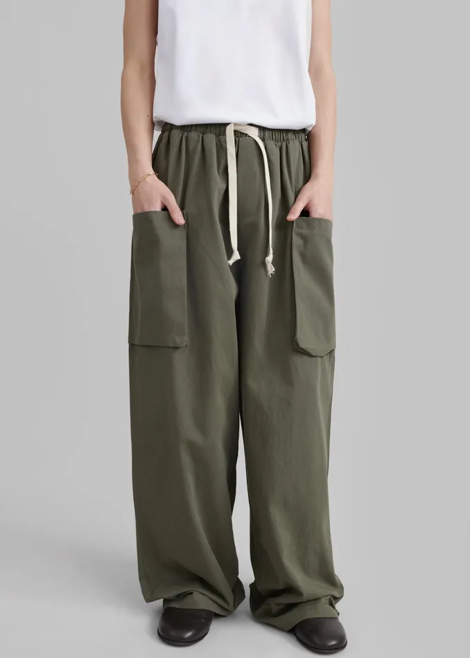 The Frankie Shop Bottoms Lauri Drawstring Cargo Pants 8211 Khaki 8211 Men