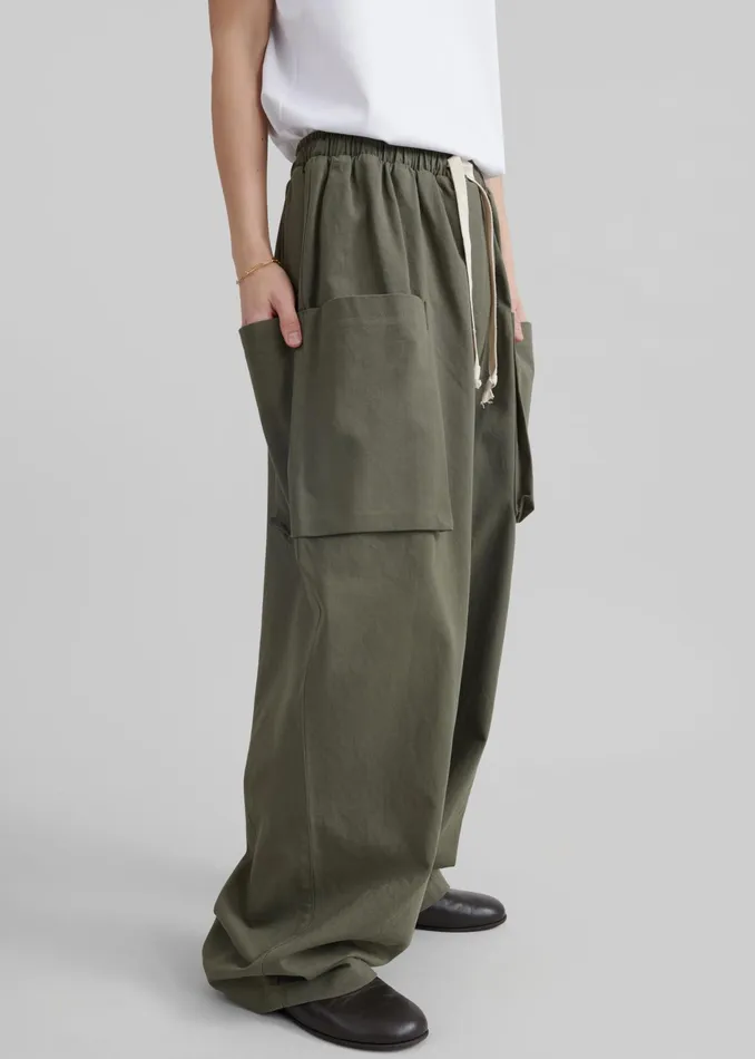 The Frankie Shop Bottoms Lauri Drawstring Cargo Pants 8211 Khaki 8211 Men