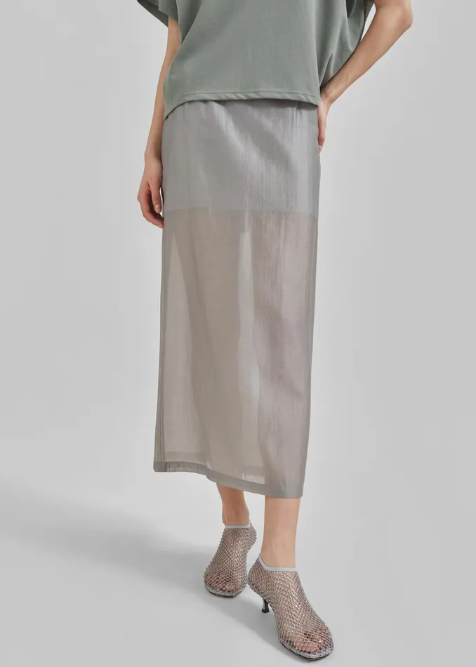 The Frankie Shop Bottoms Lenore Semi Sheer Midi Skirt 8211 Grey 8211 Women