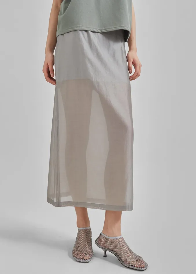 The Frankie Shop Bottoms Lenore Semi Sheer Midi Skirt 8211 Grey 8211 Women
