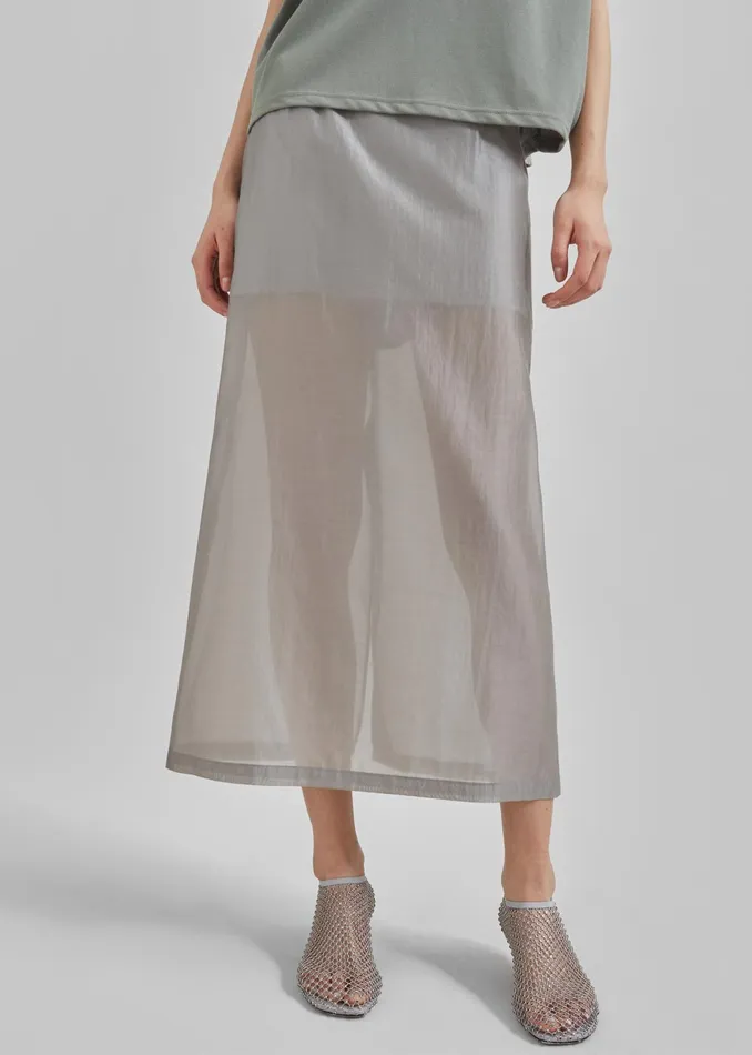 The Frankie Shop Bottoms Lenore Semi Sheer Midi Skirt 8211 Grey 8211 Women