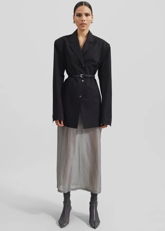 The Frankie Shop Bottoms Lenore Semi Sheer Midi Skirt 8211 Grey 8211 Women