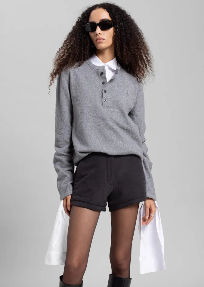 The Frankie Shop Bottoms Low Classic Padded Stitch Mini Pants 8211 Charcoal 8211 Women