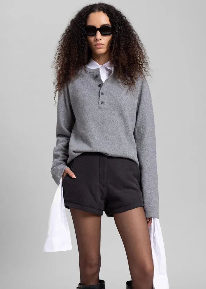 The Frankie Shop Bottoms Low Classic Padded Stitch Mini Pants 8211 Charcoal 8211 Women